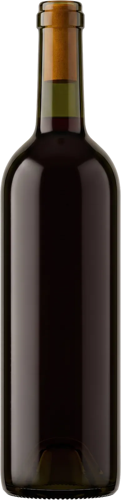 A bottle of Soul Dog Wines wearing a hand-painted label of Shelby.